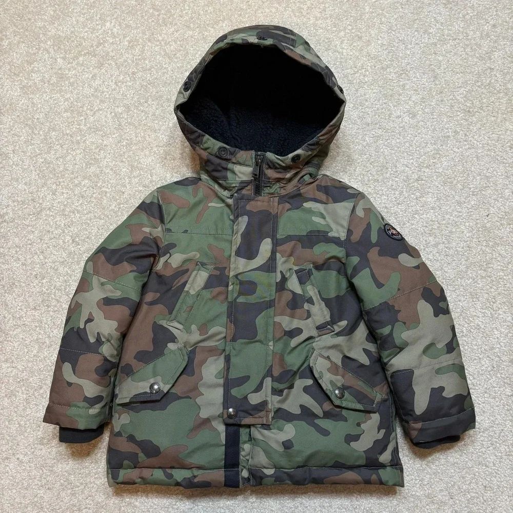 Polo Ralph Lauren Puffer Jacket Toddler‎ 2T Green Camo Hooded Coat Insulated